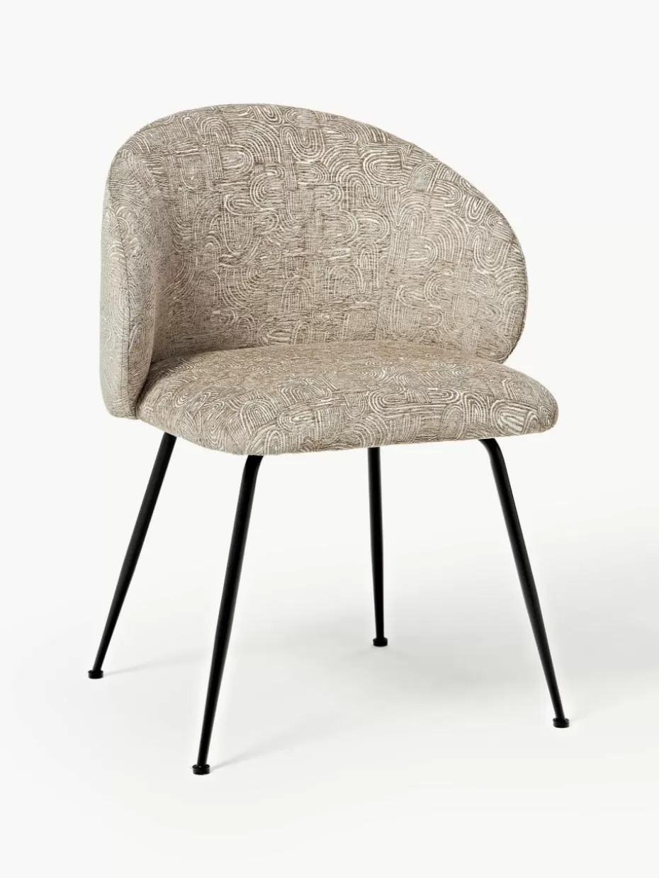 Stühle-Westwing Collection Polsterstühle Luisa, 2 Stück Webstoff Taupe/Beige, Schwarz matt