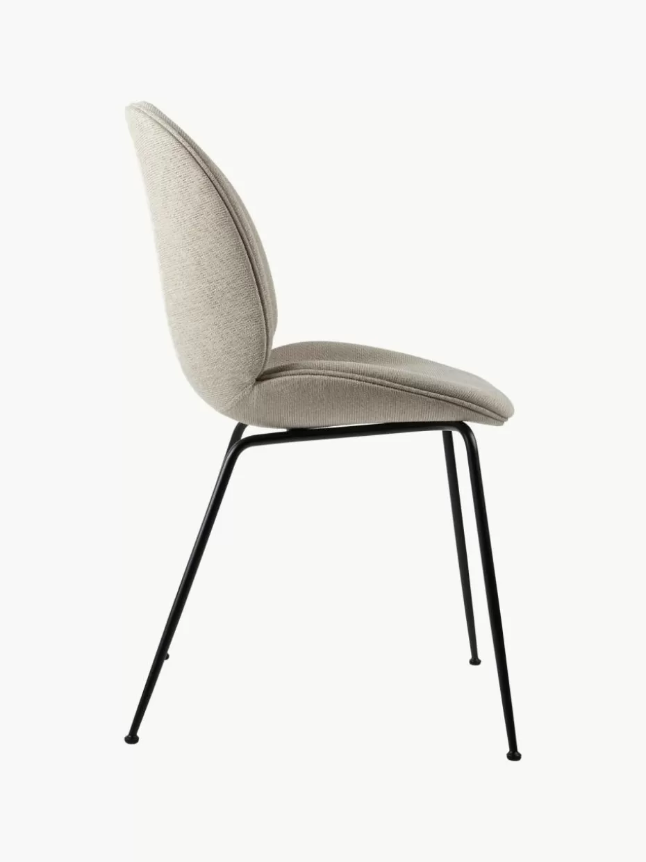 Stühle-GUBI Polsterstuhl Beetle Webstoff Hellbeige, Schwarz matt