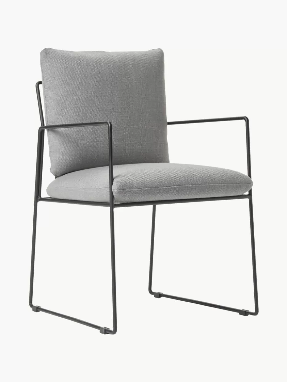 Stühle-Westwing Collection Polsterstuhl Wayne Webstoff Grau, Schwarz