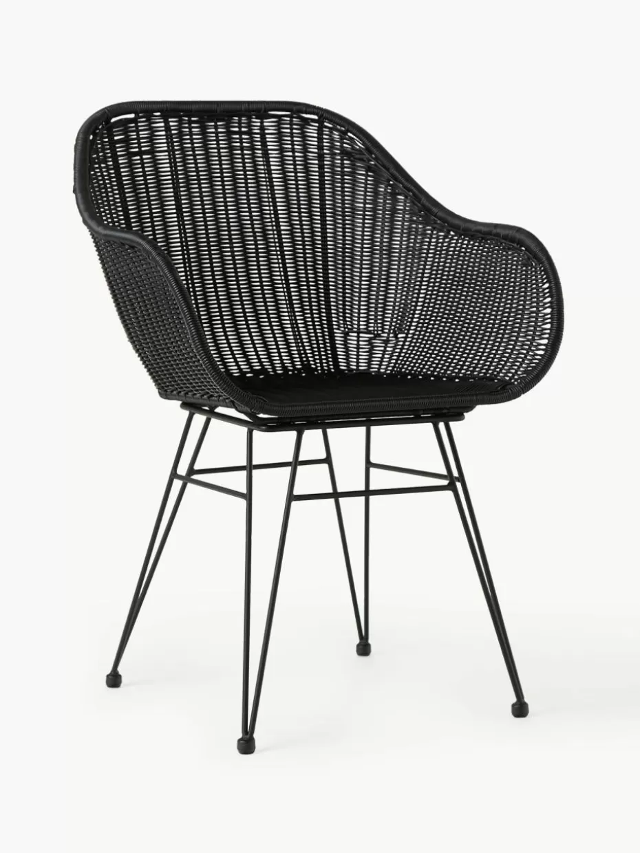 Stühle-Westwing Collection Polyrattan-Armlehnstühle Costa, 2 Stück Schwarz