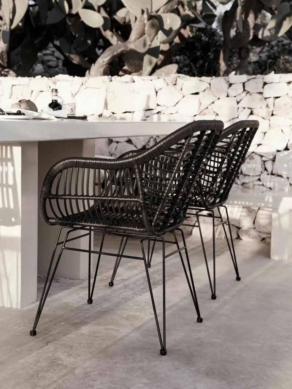Stühle-Westwing Collection Polyrattan-Armlehnstühle Costa, 2 Stück Schwarz