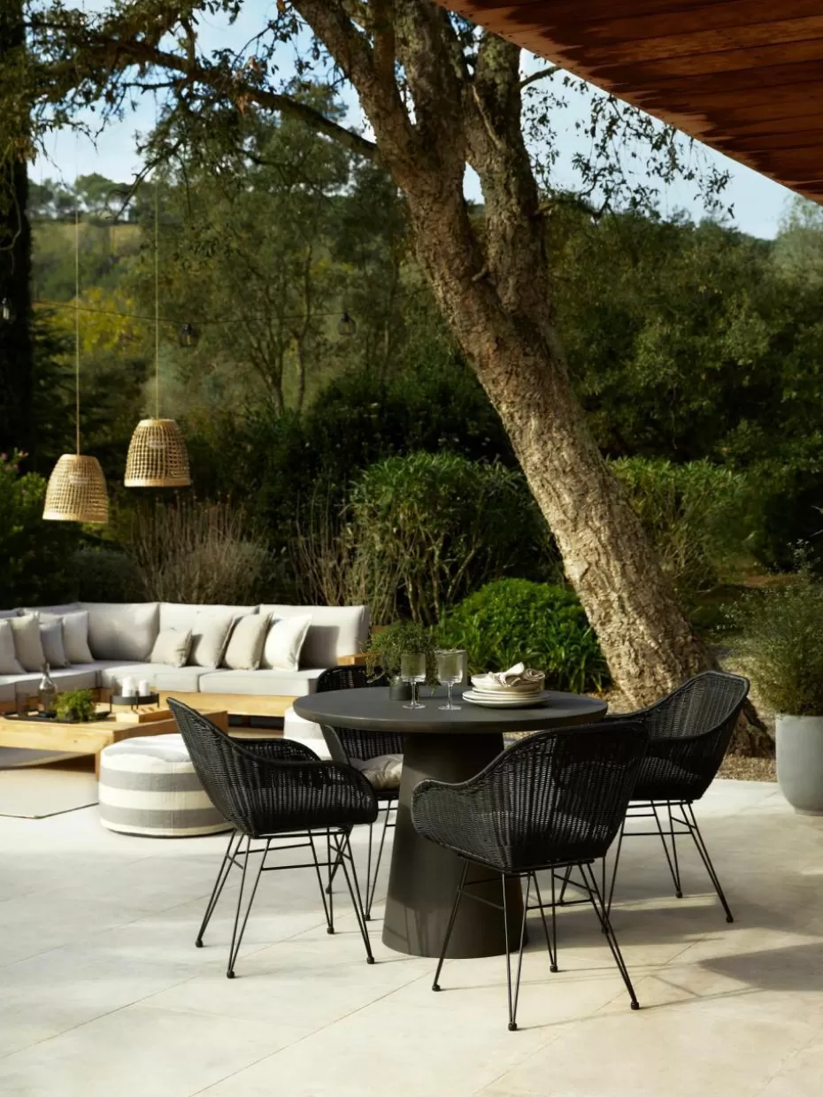 Stühle-Westwing Collection Polyrattan-Armlehnstühle Costa, 2 Stück Schwarz