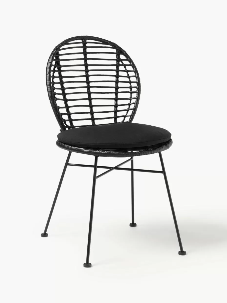 Stühle-Westwing Collection Polyrattan-Stühle Cordula mit Sitzkissen, 2 Stück Schwarz