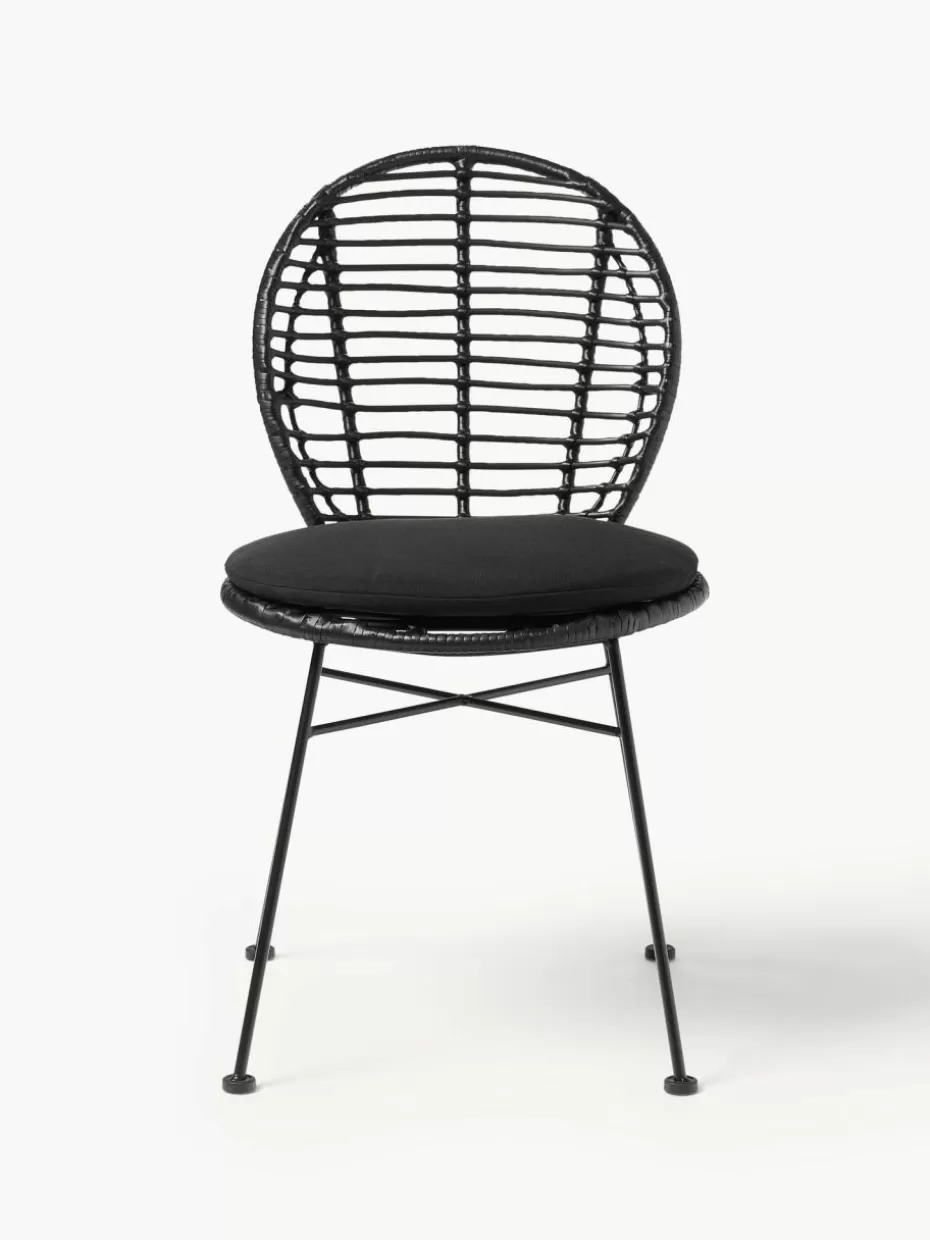 Stühle-Westwing Collection Polyrattan-Stühle Cordula mit Sitzkissen, 2 Stück Schwarz