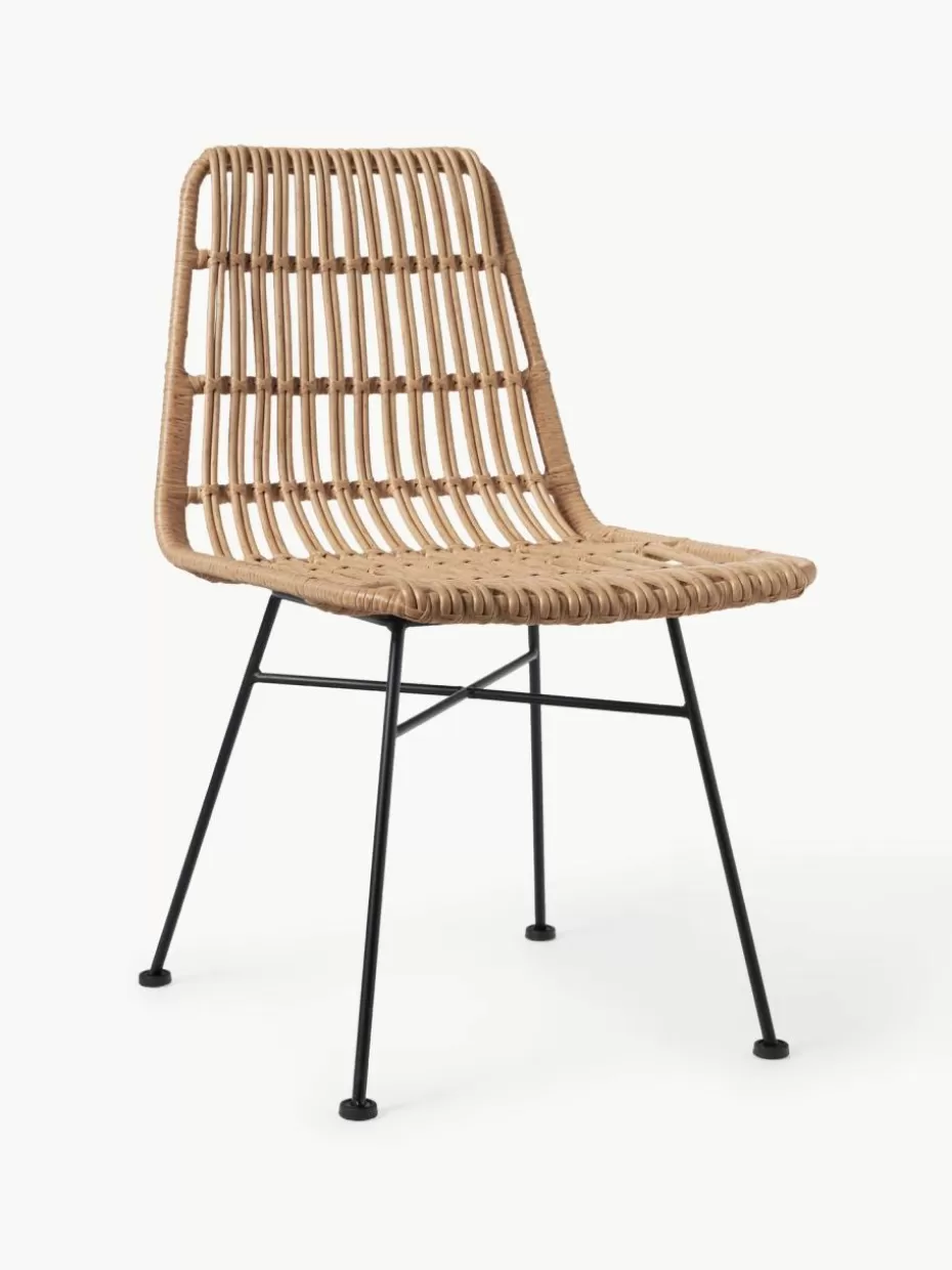 Stühle-Westwing Collection Polyrattan-Stühle Costa, 2 Stück Hellbraun, Schwarz