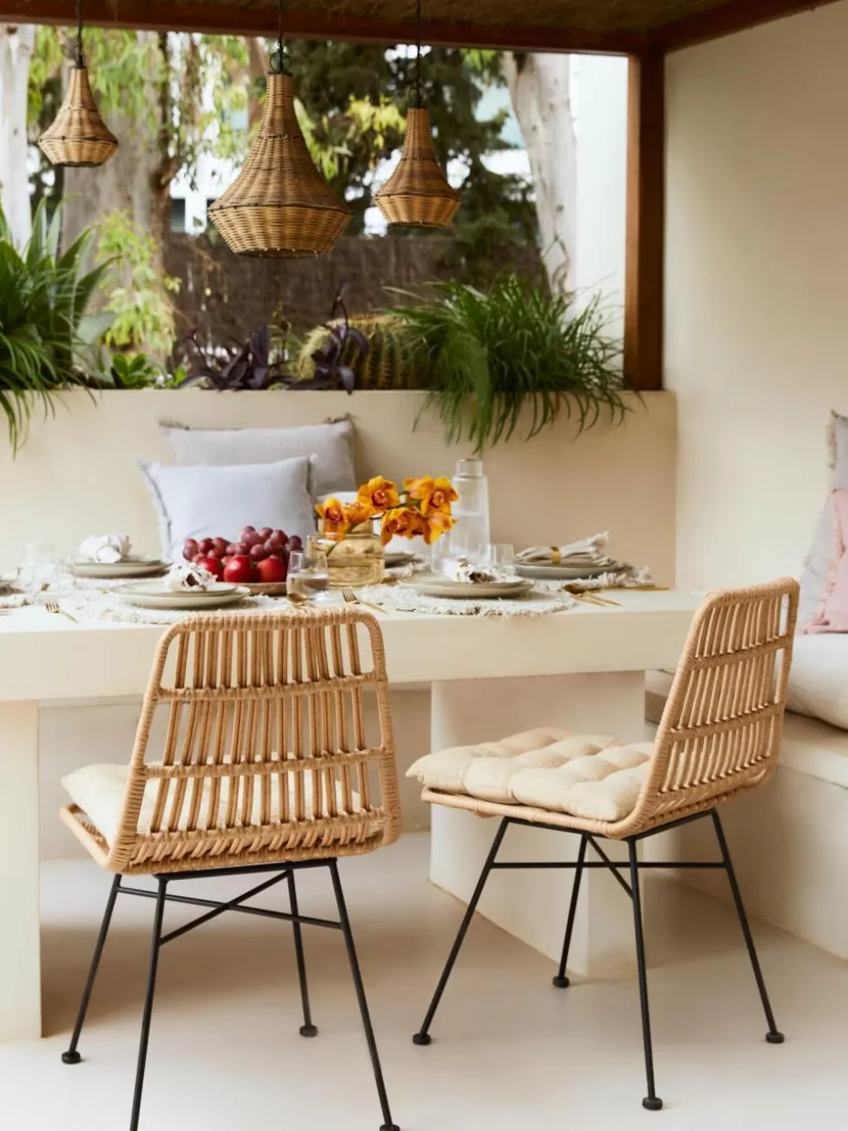 Stühle-Westwing Collection Polyrattan-Stühle Costa, 2 Stück Hellbraun, Schwarz