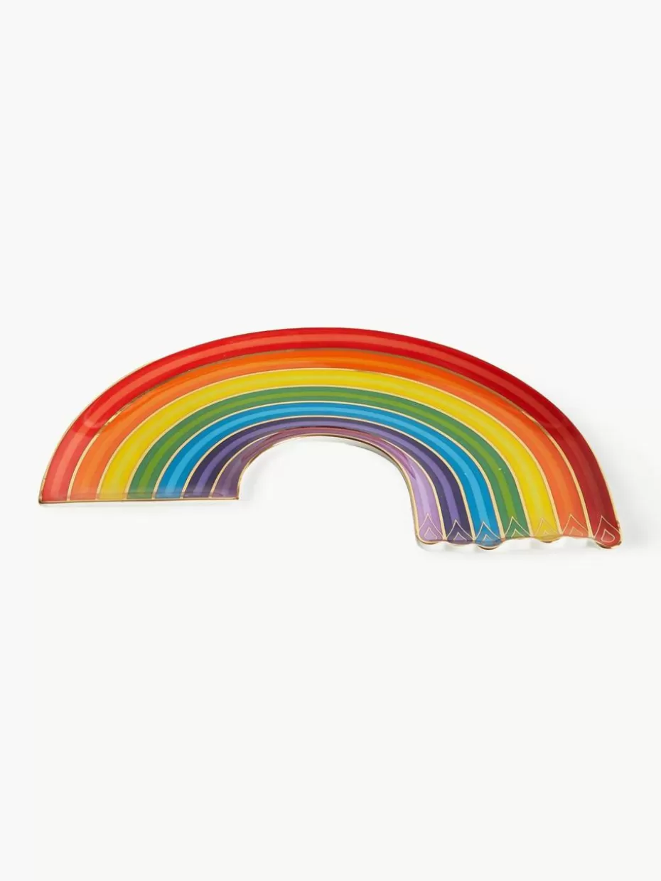 Glow-Up | Dekotabletts-Jonathan Adler Porzellan Deko-Tablett Rainbow mit Gold