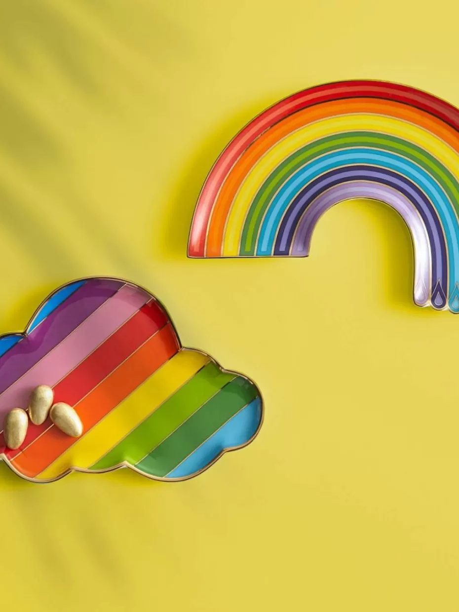 Glow-Up | Dekotabletts-Jonathan Adler Porzellan Deko-Tablett Rainbow mit Gold