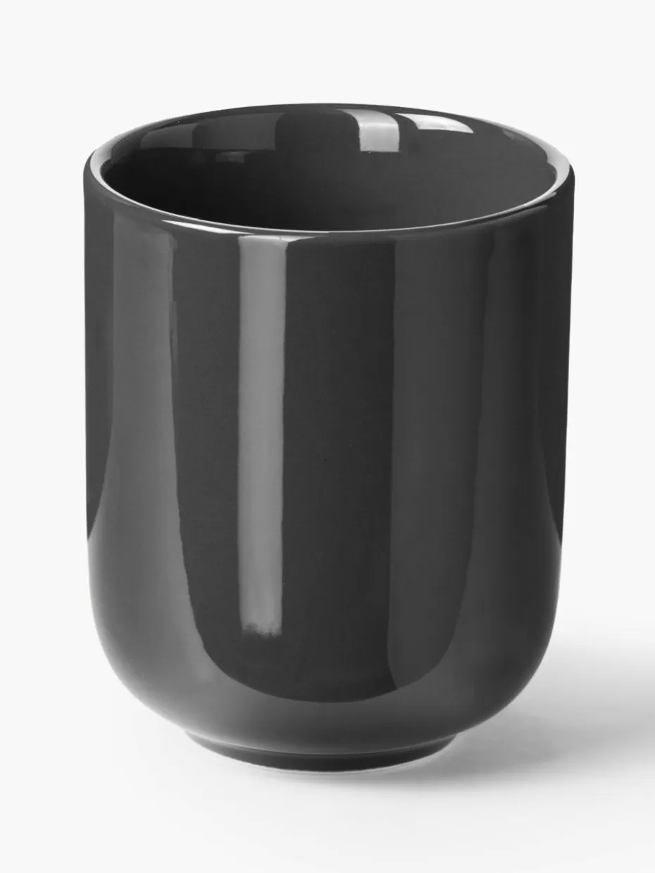 Tassen | Geschirrserien-Westwing Collection Porzellan-Becher Nessa, 4 Stück Dunkelgrau, glänzend