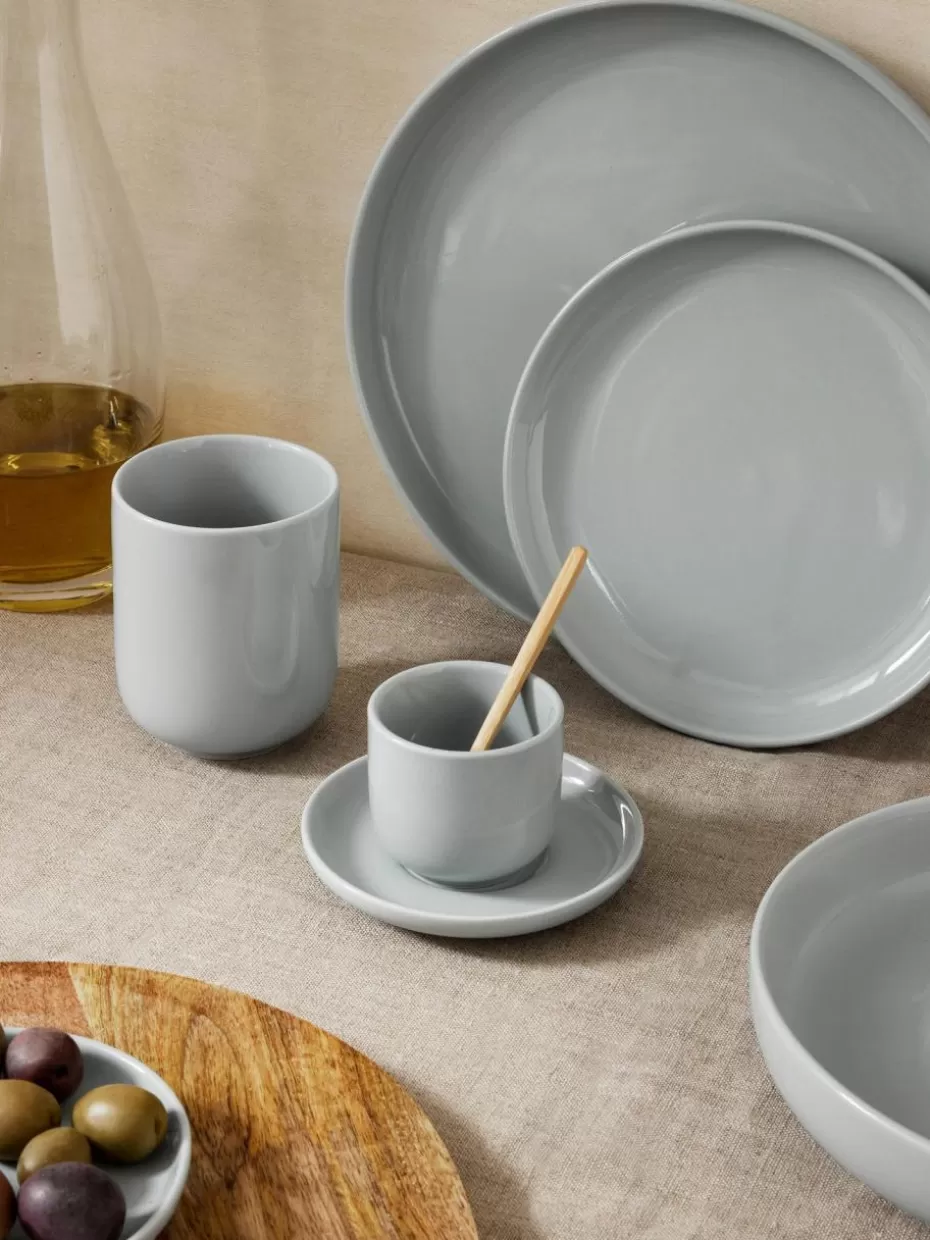 Tassen | Geschirrserien-Westwing Collection Porzellan-Becher Nessa, 4 Stück Hellgrau, glänzend