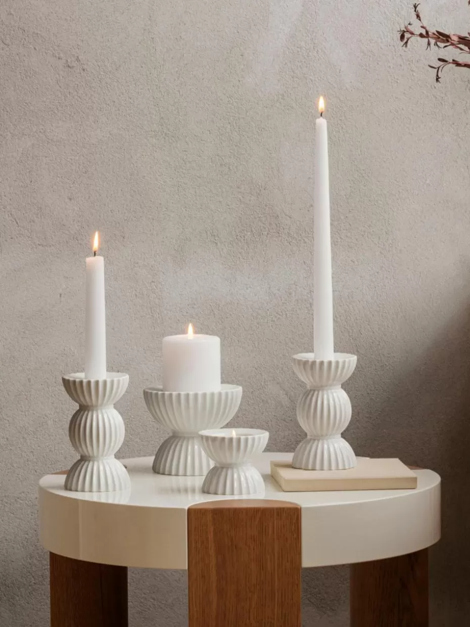 Kerzenständer & Kerzenhalter-Lyngby Porcelaen Porzellan-Kerzenhalter Tura mit geriffelter Oberfläche