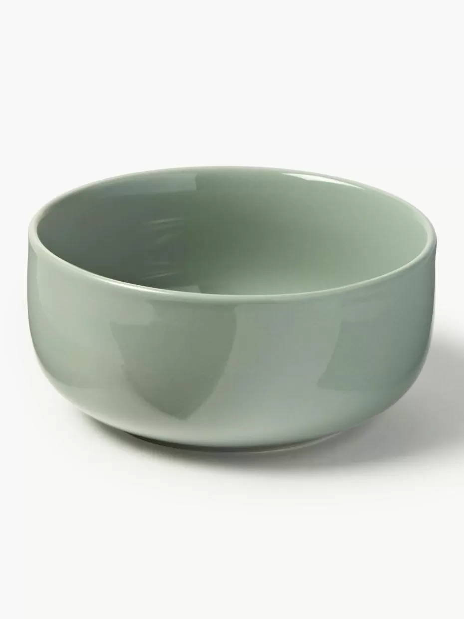 Schalen & Bowls-Westwing Collection Porzellan-Schälchen Nessa, 4 Stück Salbeigrün, glänzend