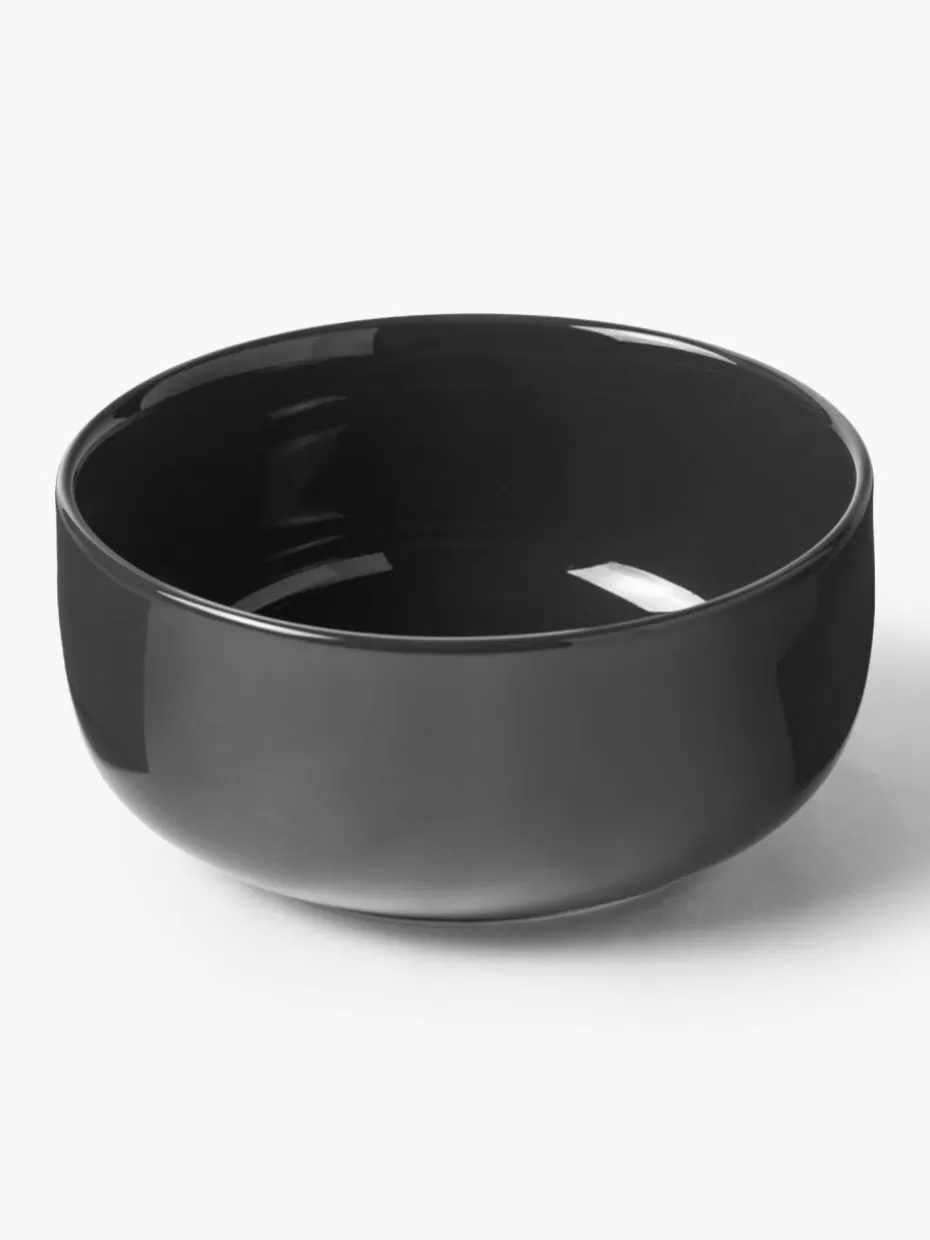 Schalen & Bowls-Westwing Collection Porzellan-Schälchen Nessa, 4 Stück Dunkelgrau, glänzend