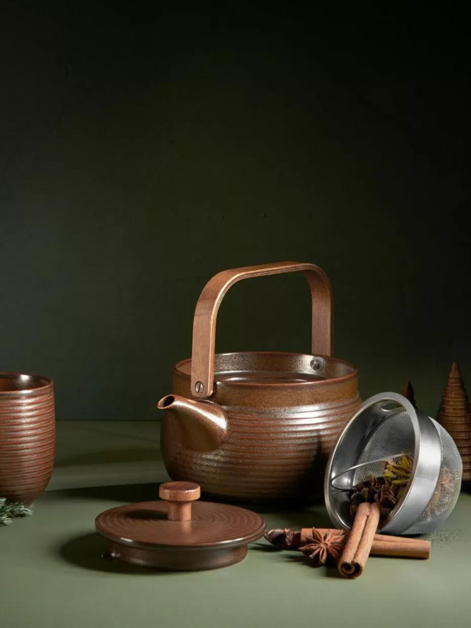 Kannen & Karaffen-Asa Selection Porzellan-Teekanne Demir, in verschiedenen Größen Braun, Dunkles Holz