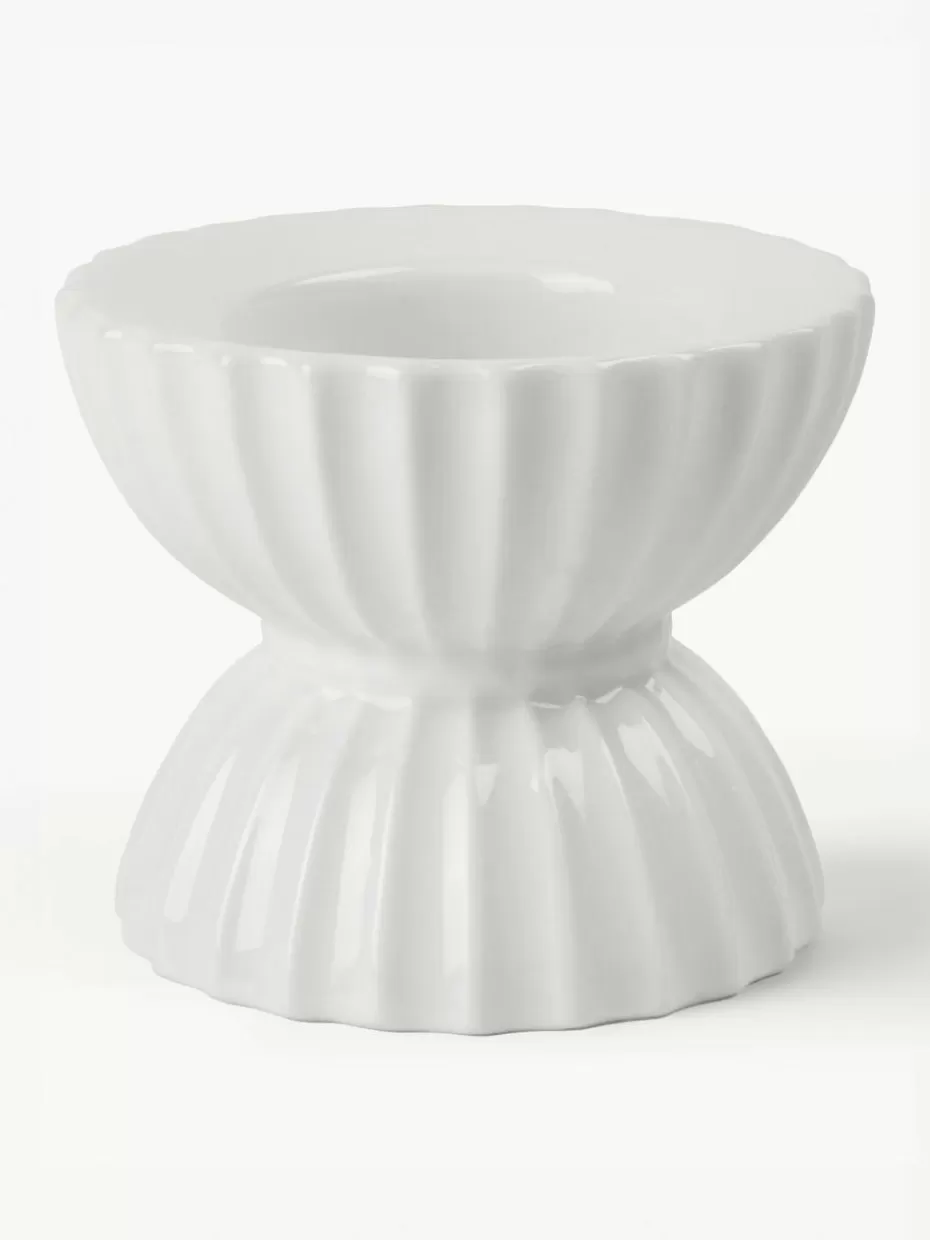 Teelichthalter-Lyngby Porcelaen Porzellan-Teelichthalter Tura mit geriffelter Oberfläche