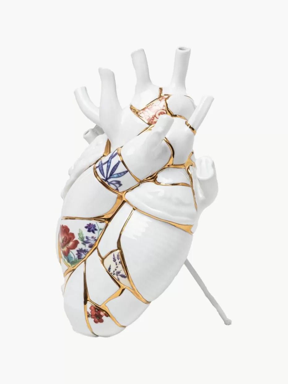 Vasen-Seletti Porzellan-Vase Love in Bloom mit Gold-Dekor, H 25 cm Weiß glänzend, Bunt