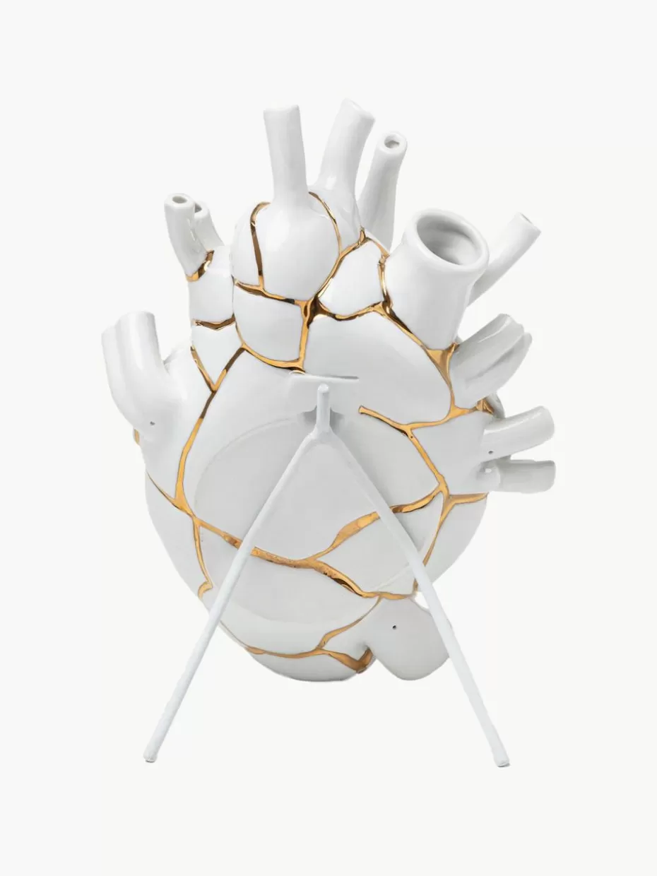 Vasen-Seletti Porzellan-Vase Love in Bloom mit Gold-Dekor, H 25 cm Weiß glänzend, Bunt
