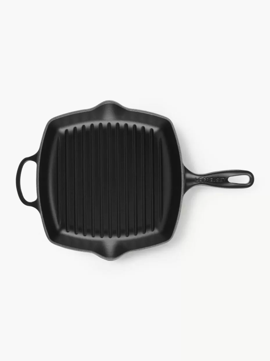 Pfannen-Le Creuset Quadratische Grillpfanne Signature Collection aus Gusseisen mit Rillenstruktur Schwarz