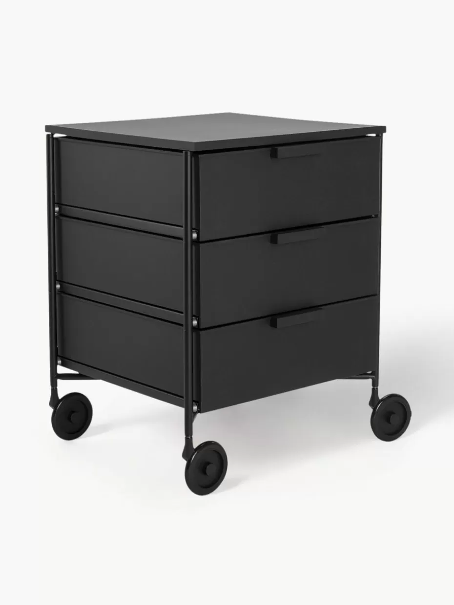 Schreibtisch Container-Kartell Rollcontainer Mobil mit 3 Schubladen Schwarz
