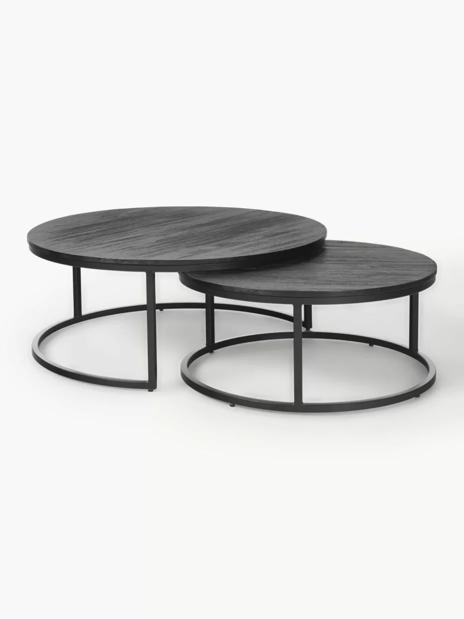 Couchtische-Westwing Collection Runde Couchtische Andrew aus Mangoholz, 2er-Set