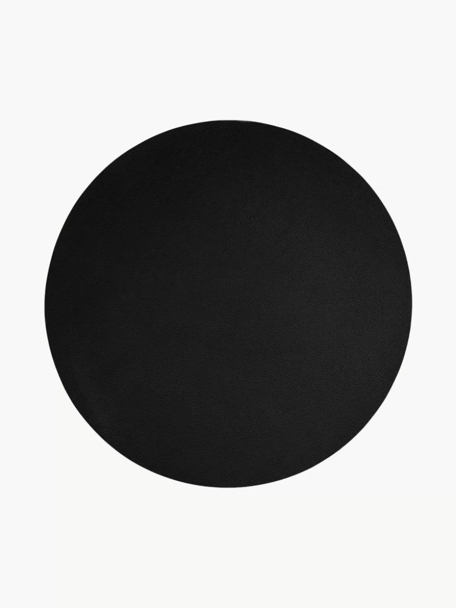 Tischsets | Tischsets-Asa Selection Runde Kunstleder-Tischsets Pik, 2 Stück Schwarz