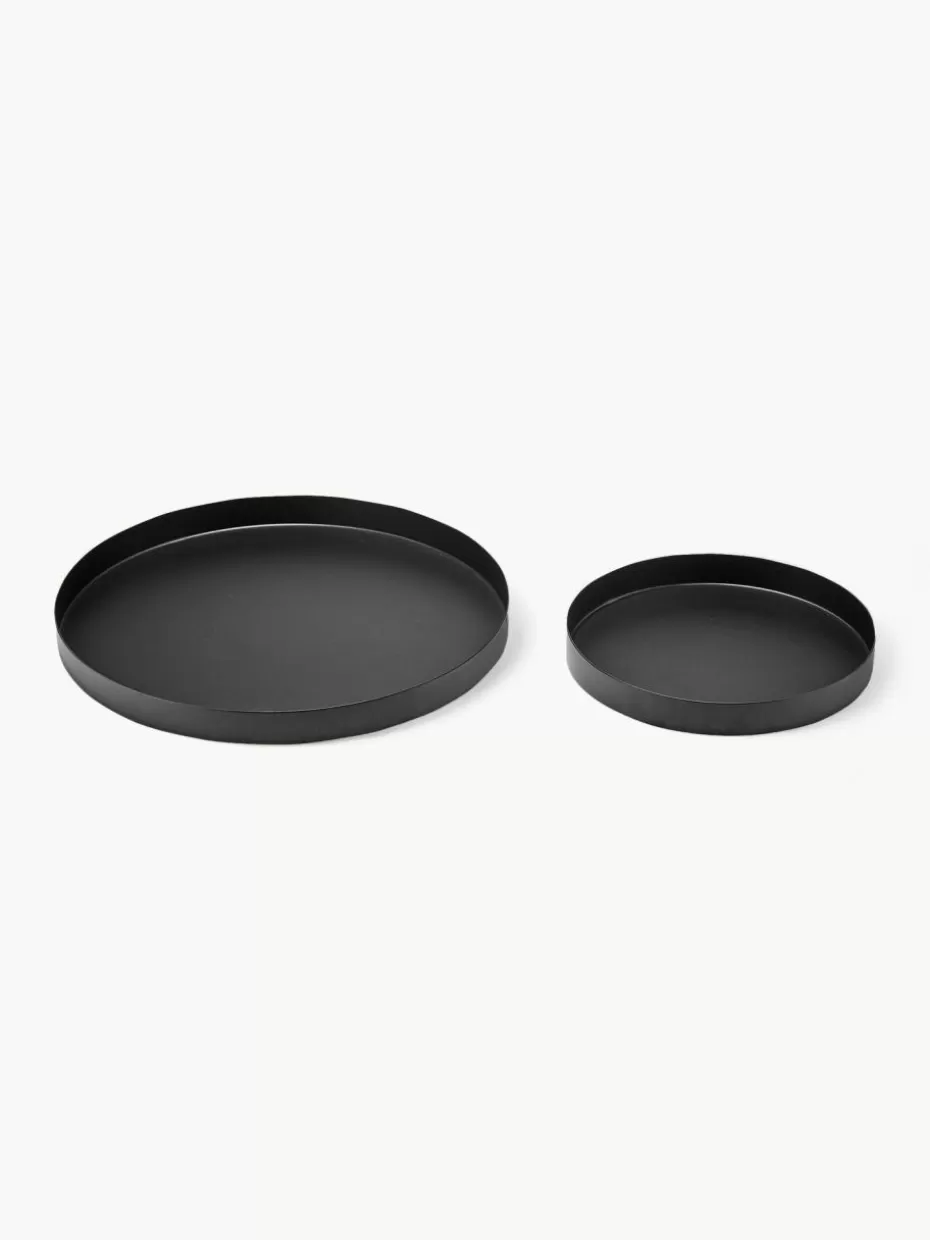 Serviertabletts-Ladelle Runde Serviertabletts Aurora, 2er-Set Schwarz, matt