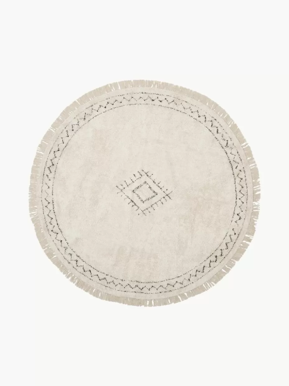 Runde Teppiche-Westwing Collection Runder Baumwollteppich Fionn mit Fransen, handgetuftet