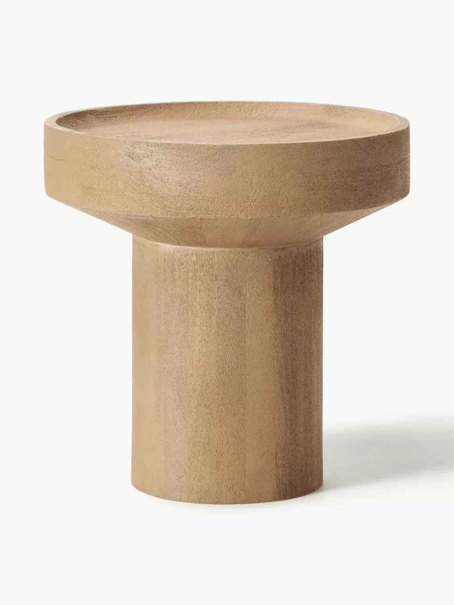 Beistelltische-Westwing Collection Runder Beistelltisch Benno aus Mangoholz Mangoholz, hell lackiert