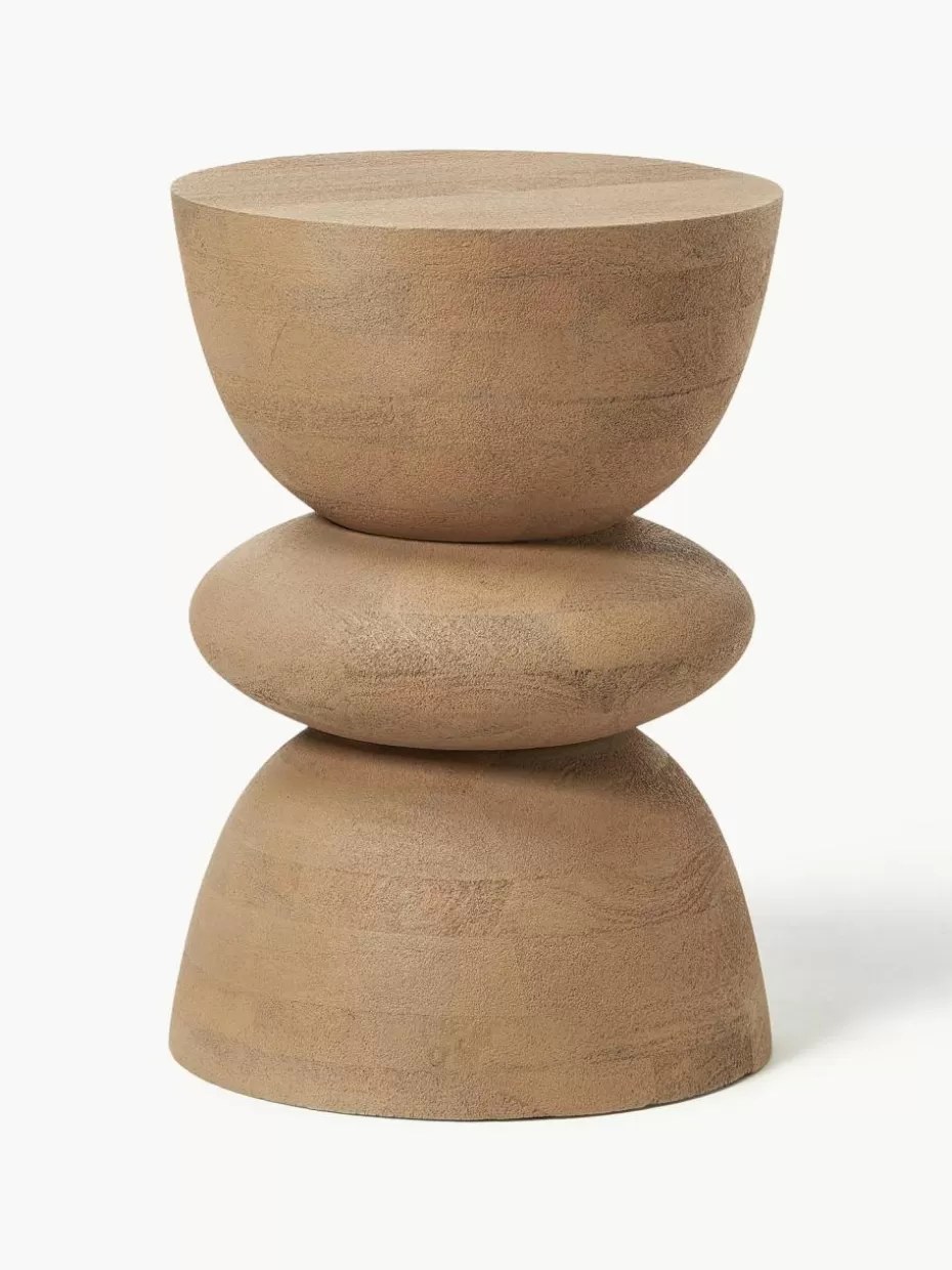Beistelltische-Westwing Collection Runder Beistelltisch Benno aus Mangoholz Mangoholz, hell lackiert