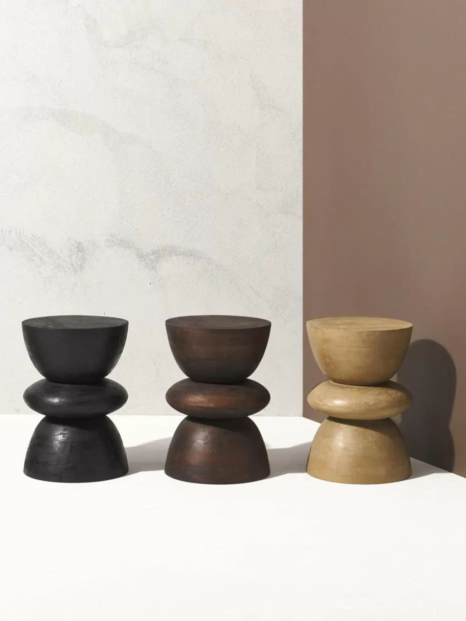 Beistelltische-Westwing Collection Runder Beistelltisch Benno aus Mangoholz Mangoholz, dunkelbraun lackiert