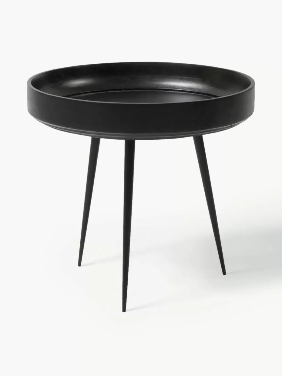 Beistelltische-Mater Runder Beistelltisch Bowl aus Mangoholz Mangoholz, schwarz lackiert