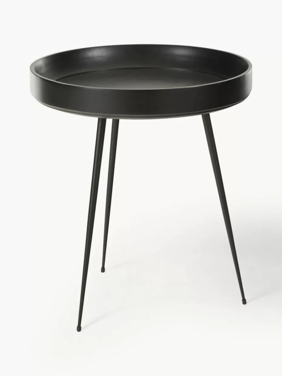 Beistelltische-Mater Runder Beistelltisch Bowl aus Mangoholz Mangoholz, schwarz lackiert