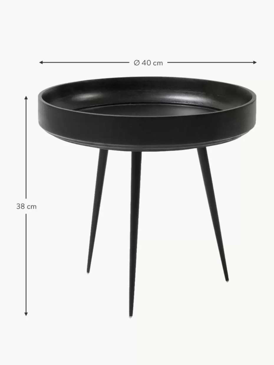 Beistelltische-Mater Runder Beistelltisch Bowl aus Mangoholz Mangoholz, schwarz lackiert