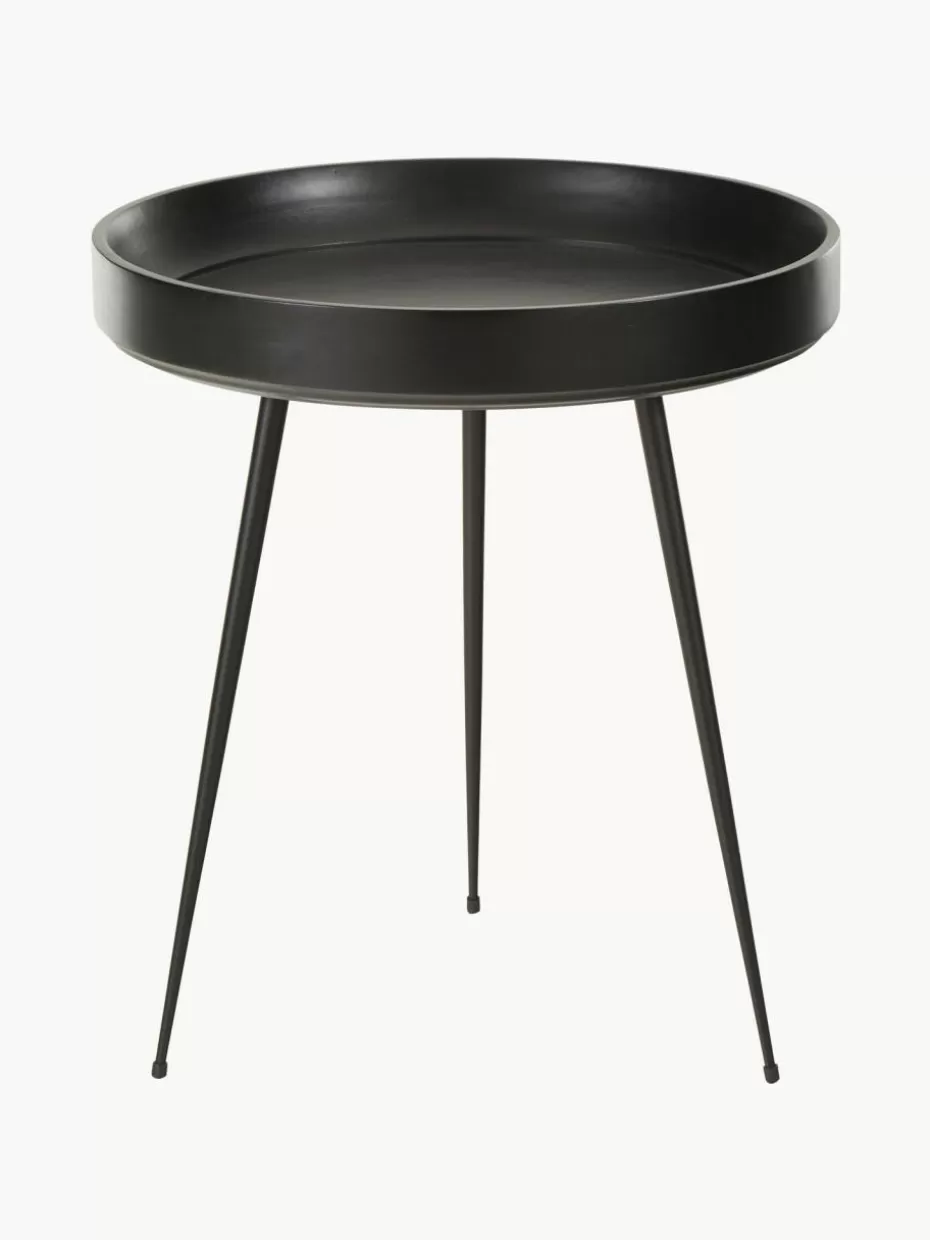 Beistelltische-Mater Runder Beistelltisch Bowl aus Mangoholz Mangoholz, schwarz lackiert