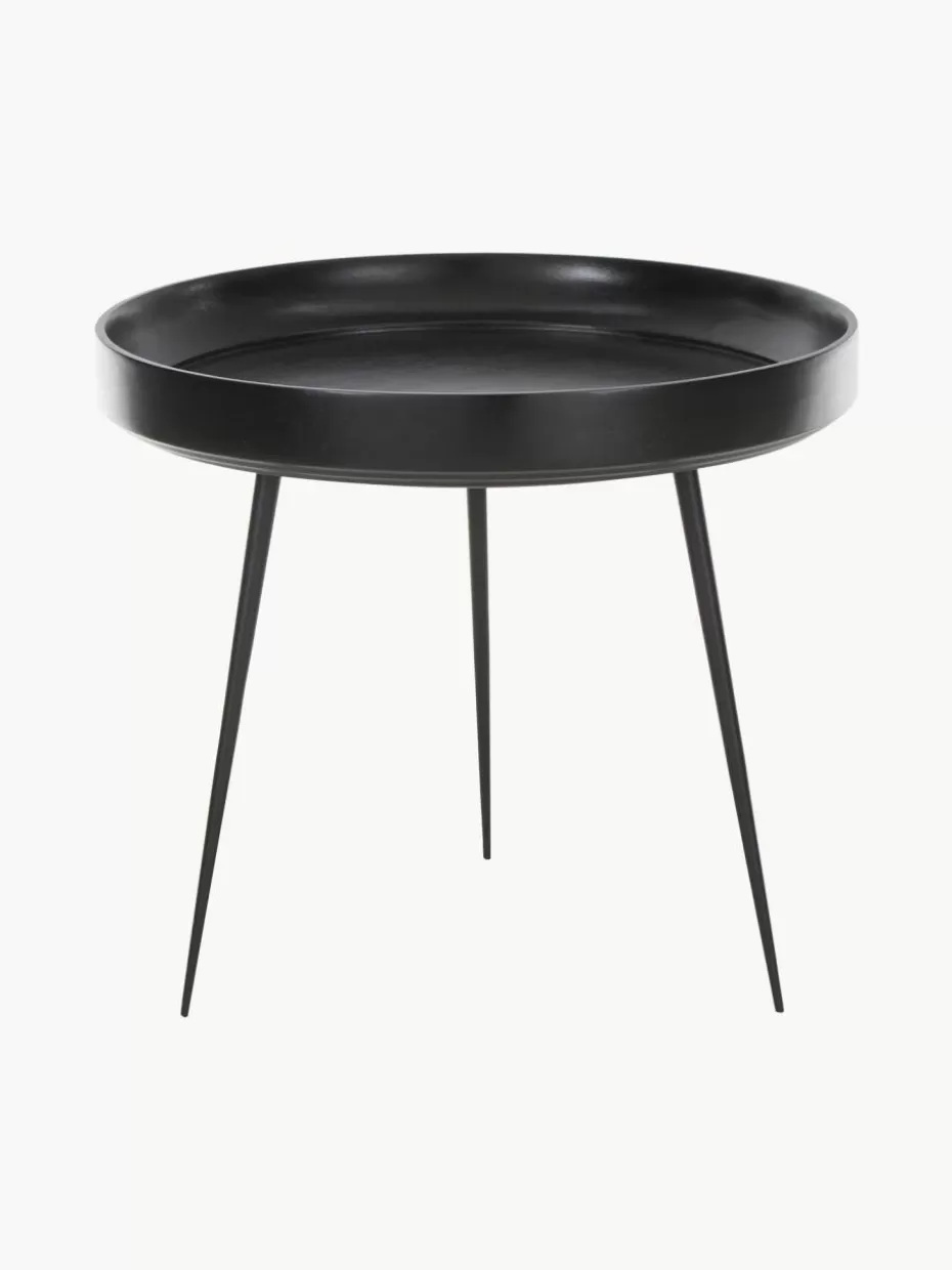 Beistelltische-Mater Runder Beistelltisch Bowl aus Mangoholz Mangoholz, schwarz lackiert