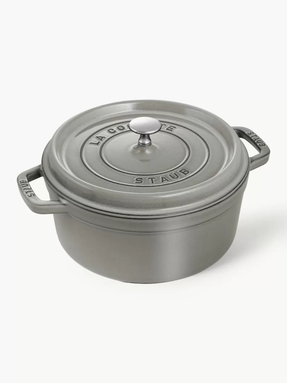 Töpfe-Staub Runder Bräter La Cocotte aus Gusseisen Grau, glänzend