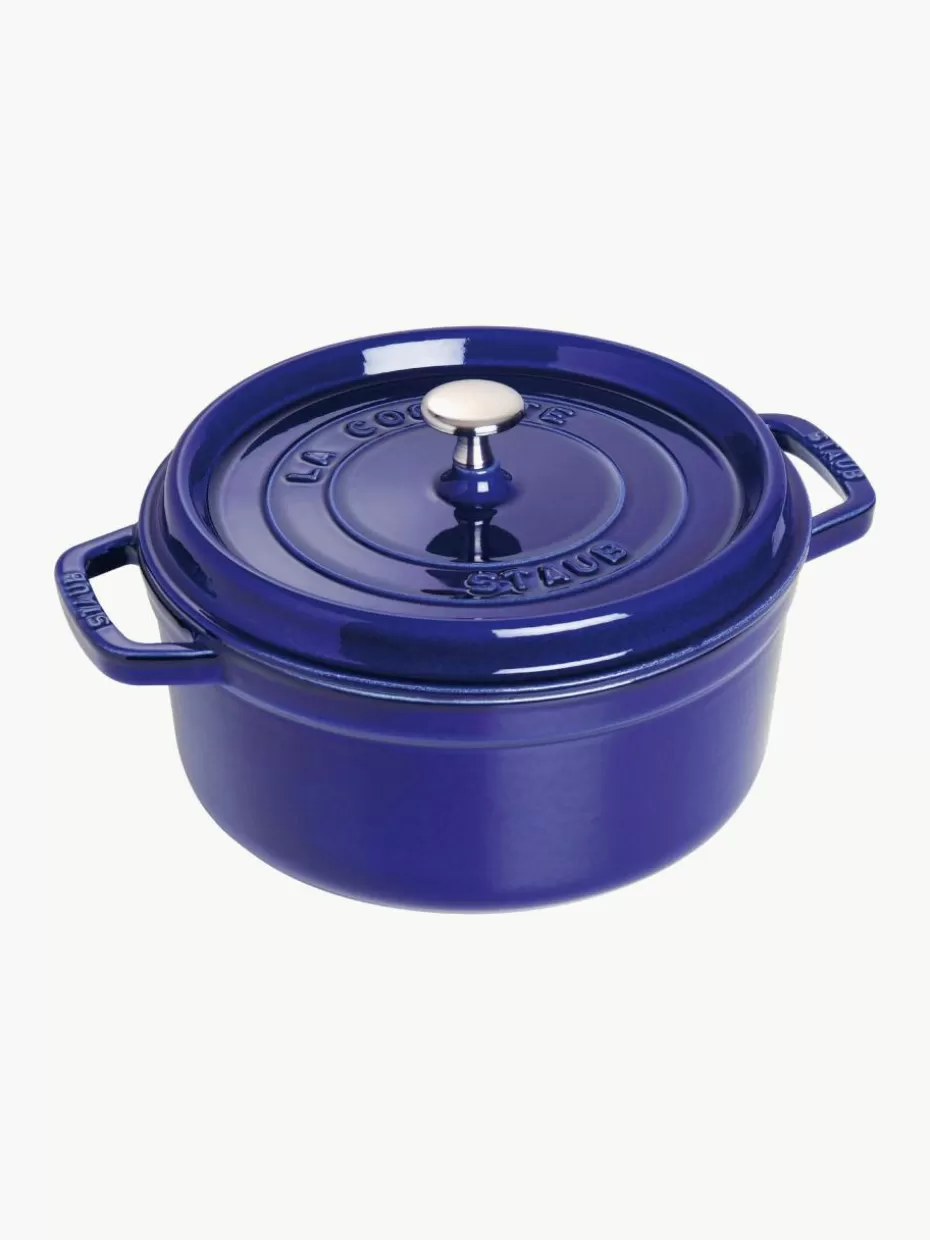 Töpfe-Staub Runder Bräter La Cocotte aus Gusseisen Royalblau, Silberfarben