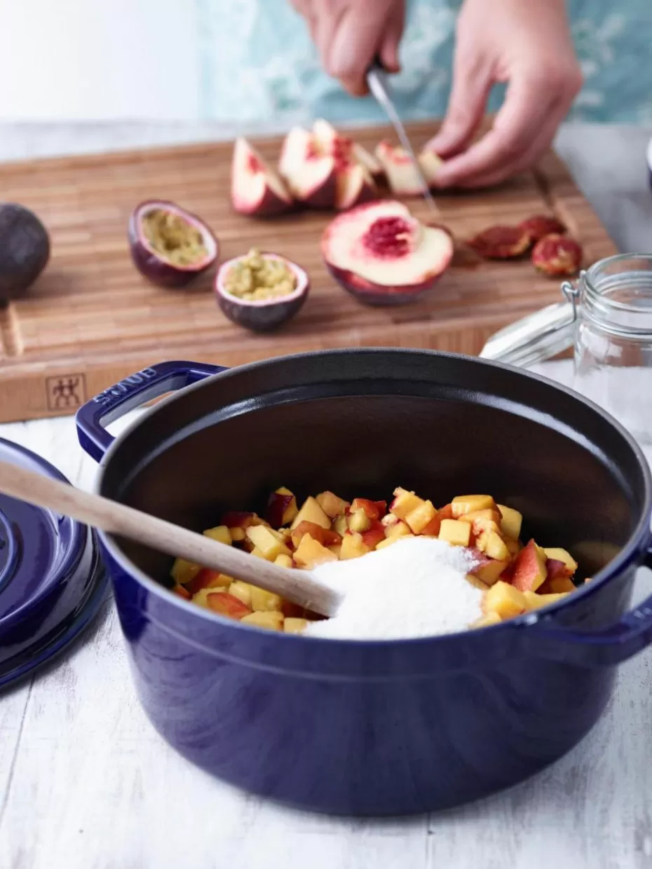 Töpfe-Staub Runder Bräter La Cocotte aus Gusseisen Royalblau, Silberfarben