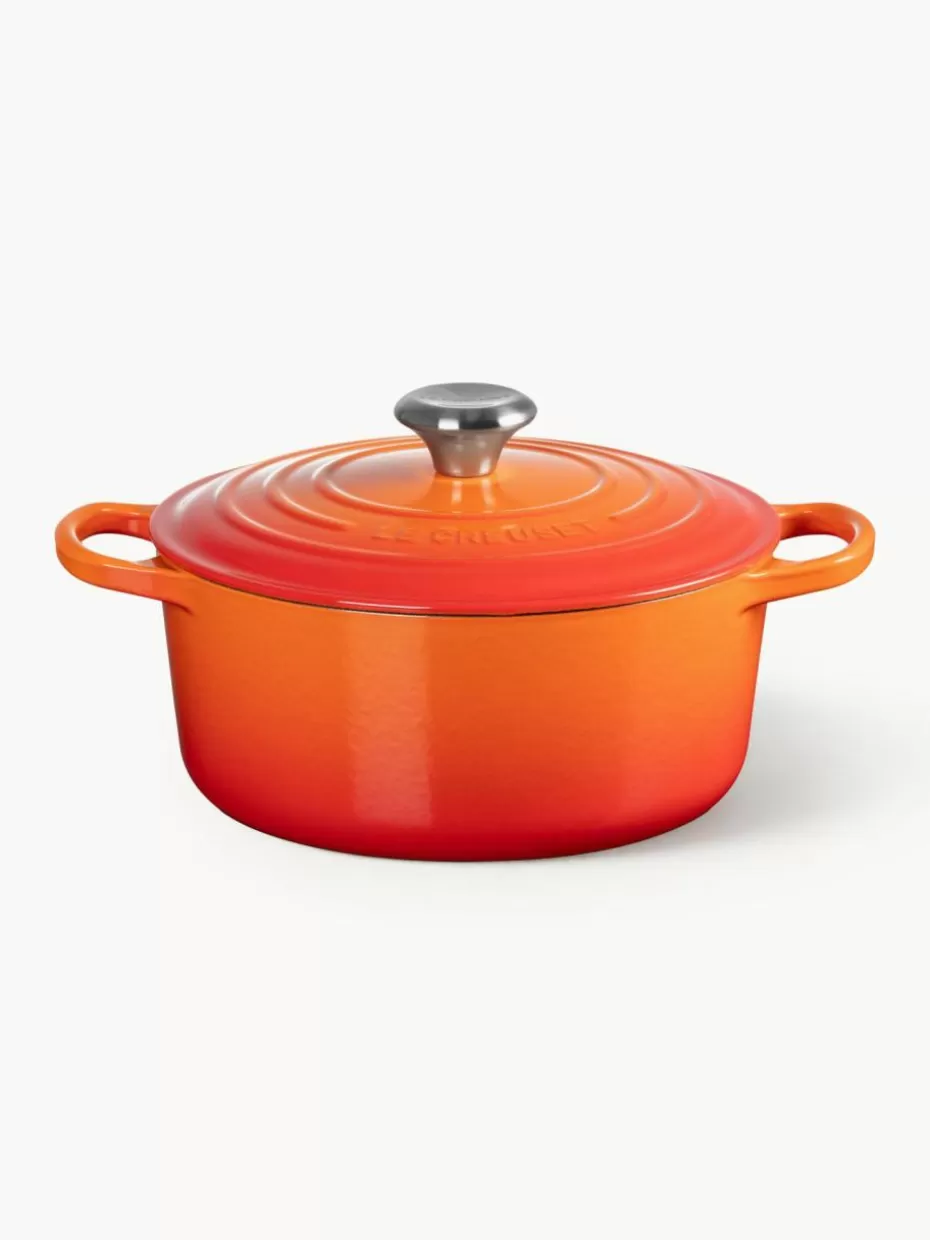 Töpfe-Le Creuset Runder Bräter Signature Collection aus Gusseisen Orangetöne, Silberfarben