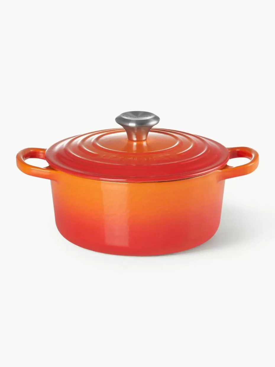 Töpfe-Le Creuset Runder Bräter Signature Collection aus Gusseisen Orangetöne, Silberfarben