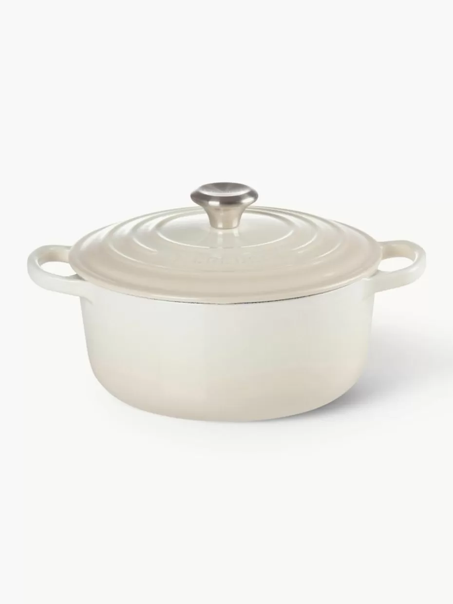 Töpfe-Le Creuset Runder Bräter Signature Collection aus Gusseisen Weißtöne, Silberfarben