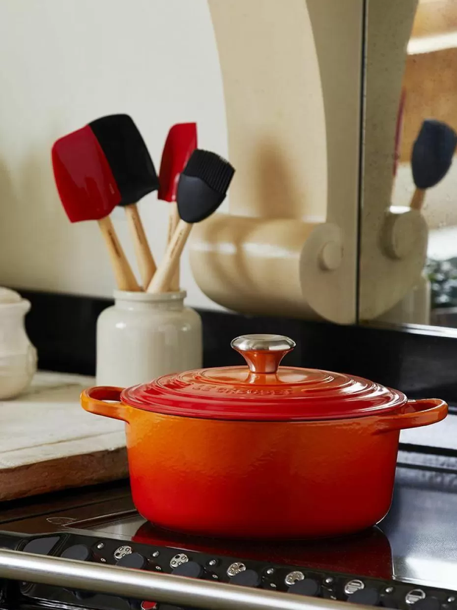 Töpfe-Le Creuset Runder Bräter Signature Collection aus Gusseisen Orangetöne, Silberfarben