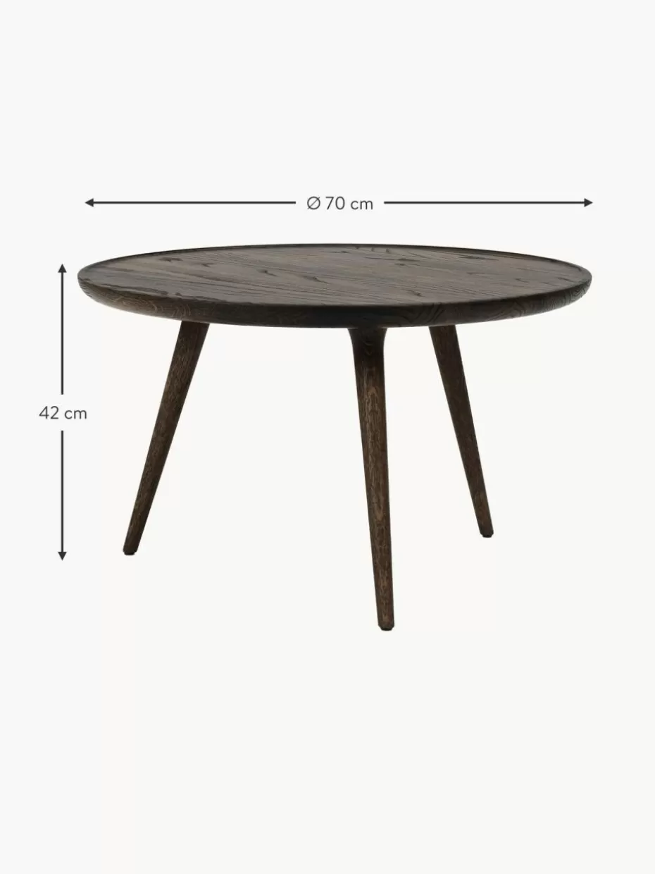 Couchtische-Mater Runder Couchtisch Accent aus Eichenholz, handgefertigt