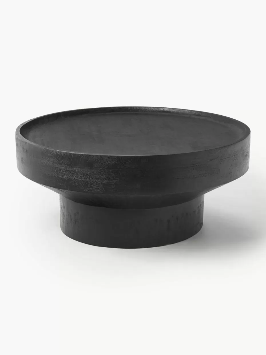 Couchtische-Westwing Collection Runder Couchtisch Benno aus Mangoholz Mangoholz, schwarz lackiert