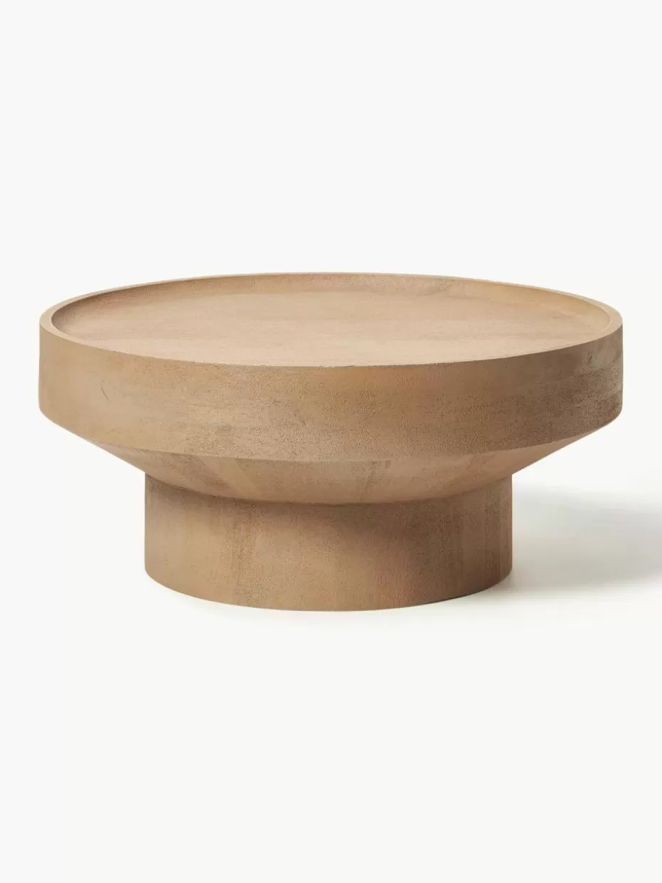 Couchtische-Westwing Collection Runder Couchtisch Benno aus Mangoholz Mangoholz, hell lackiert