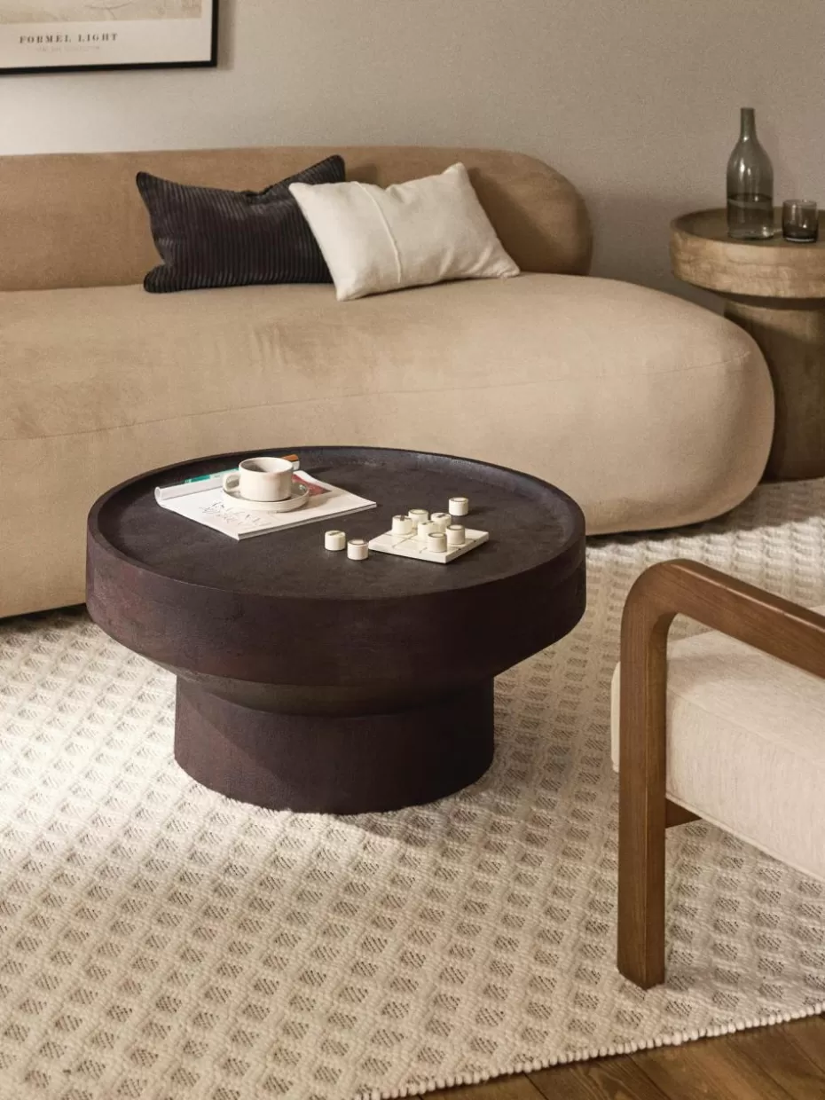 Couchtische-Westwing Collection Runder Couchtisch Benno aus Mangoholz Mangoholz, dunkelbraun lackiert