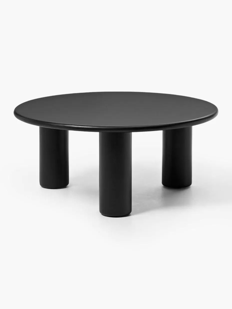 Couchtische-Westwing Collection Runder Couchtisch Didi aus Eichenholz Eichenholz, schwarz lackiert