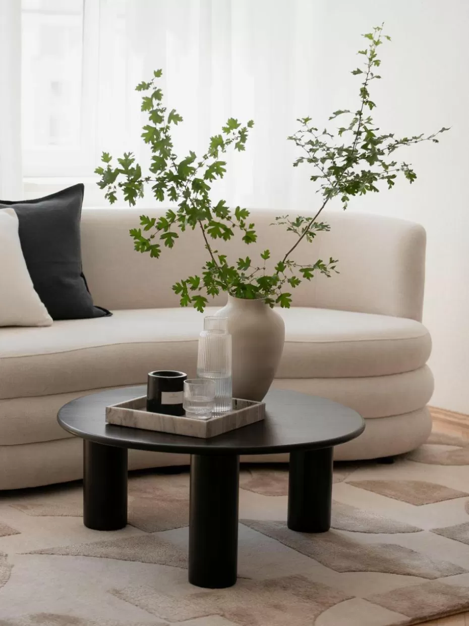 Couchtische-Westwing Collection Runder Couchtisch Didi aus Eichenholz Eichenholz, schwarz lackiert