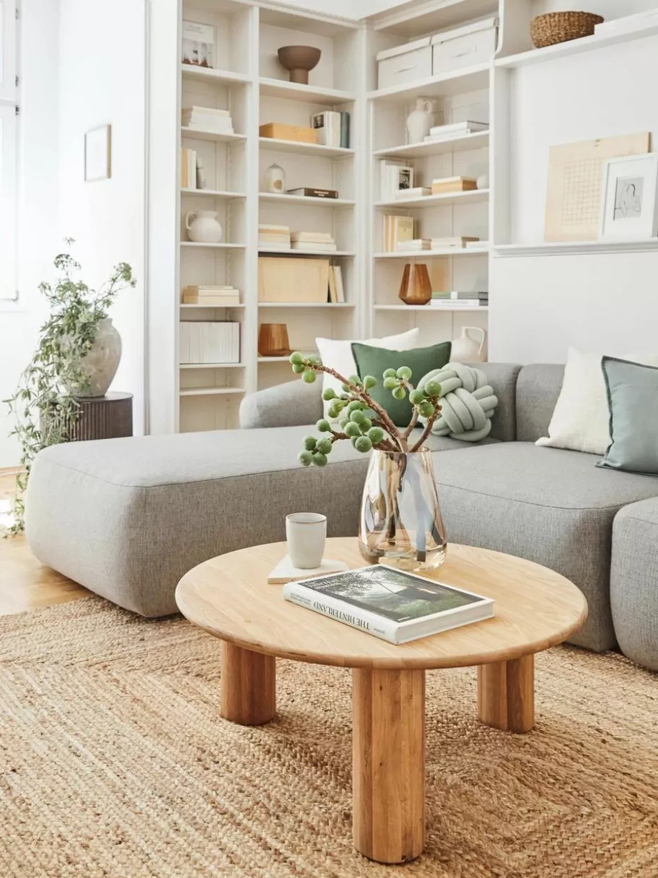 Couchtische-Westwing Collection Runder Couchtisch Didi aus Eichenholz Eichenholz, geölt