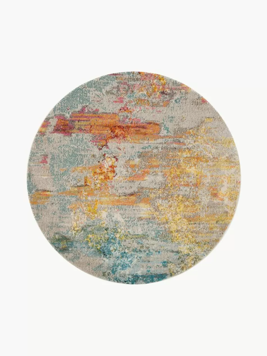Runde Teppiche-Westwing Runder Design Niederflor-Teppich Celestial Hellbeige, Bunt